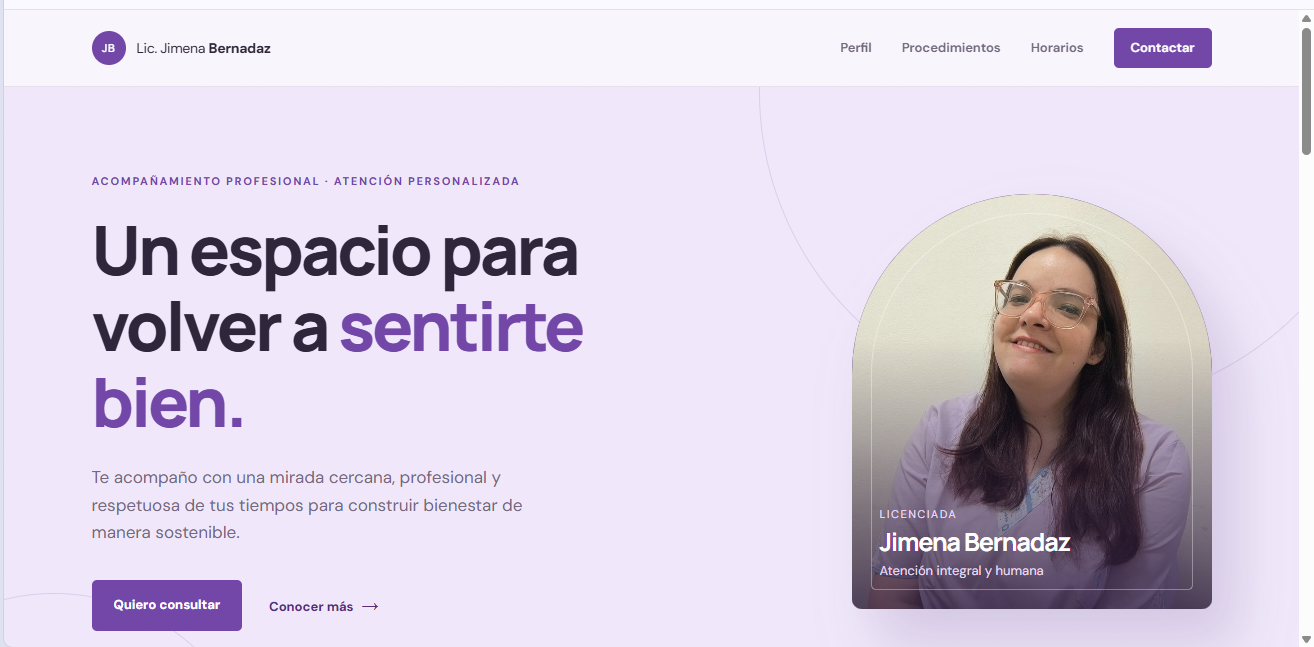 Basic landing page built for a registered nurse